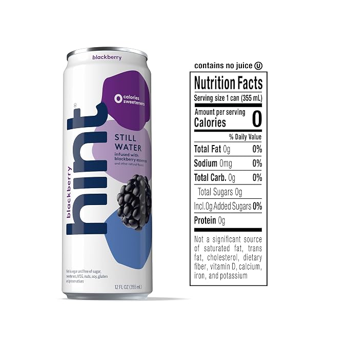 Hint Canned Water, Blackberry-Purified Flavored Water with Zero