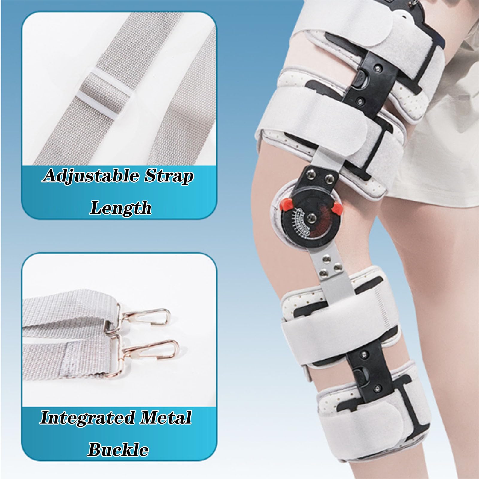 SFKLYU Rodillera con Descarga Medial y Estabilizadores Laterales, Inmovilizador Rodilla Ajustable para Posoperatorio Aliviar el Dolor Artritis, Osteoartritis y Dolor de Articulación,Left