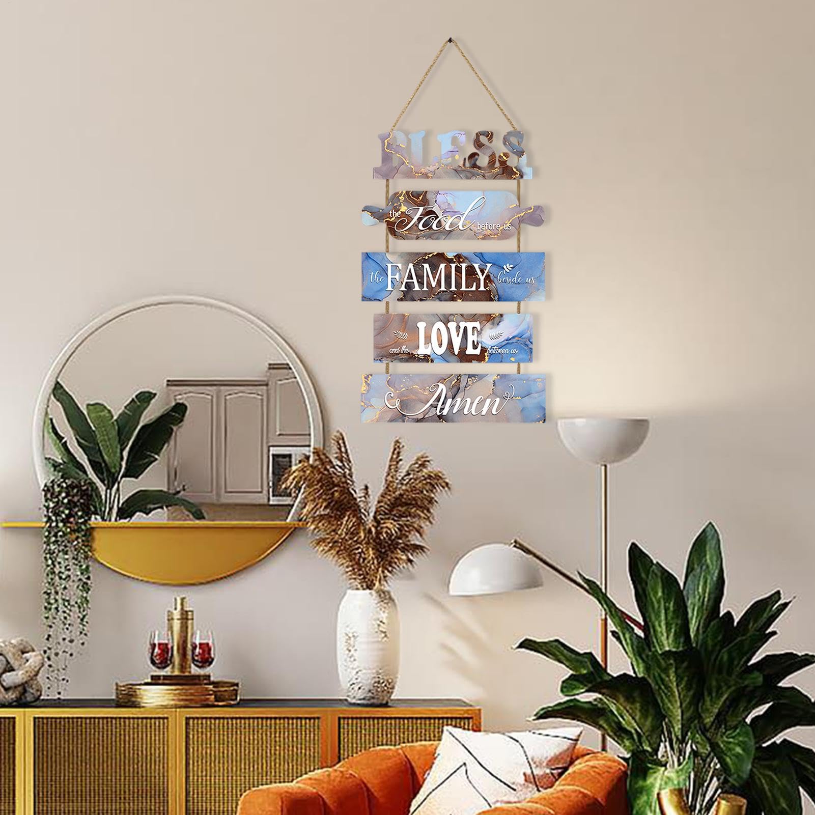 Placa decorativa de pared de cocina de granja, placa de pared sin comida | cartel de amor de familia, cartel de madera, decoración de para salón, dormitorio, exterior