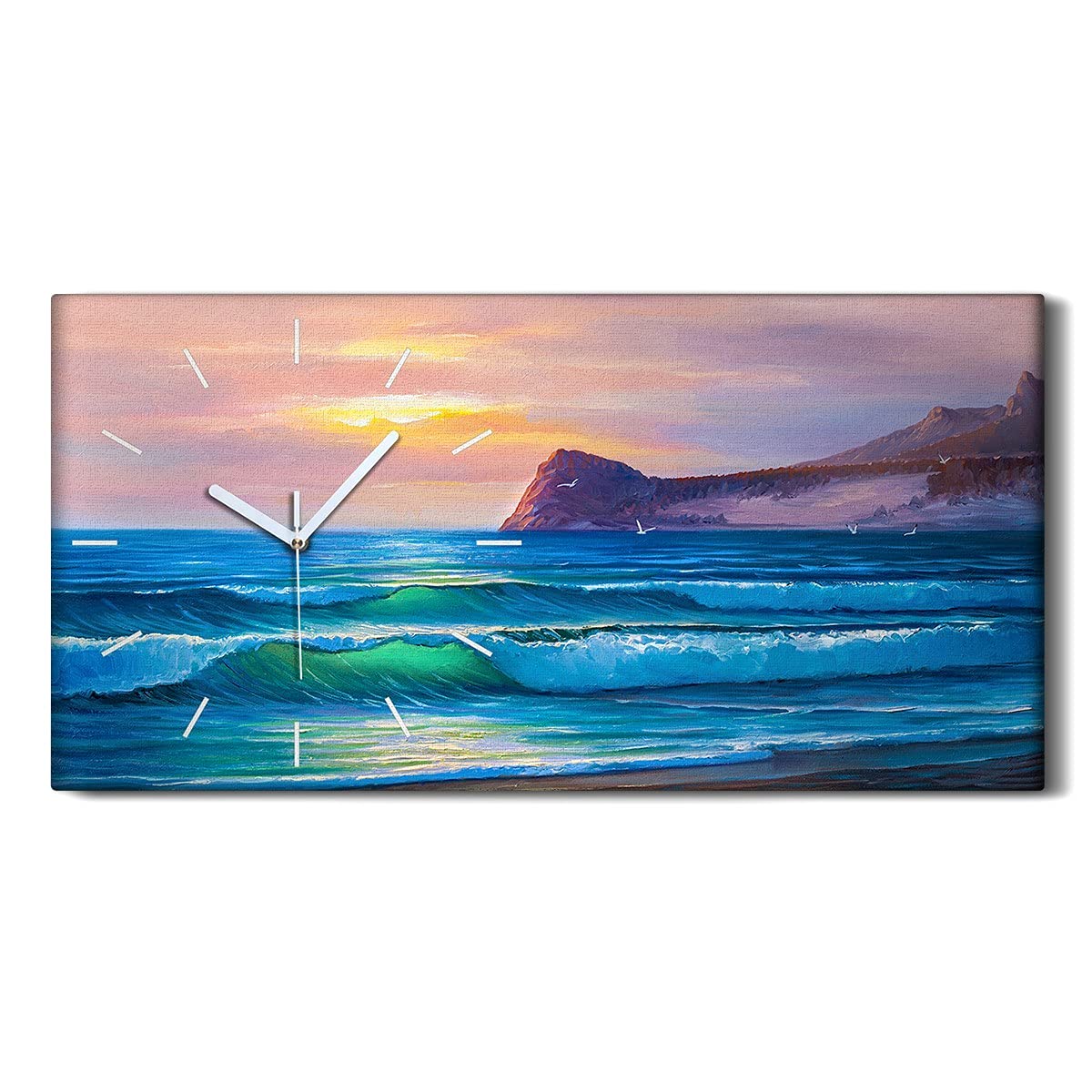 Horloge sur Toile Ocean pour Salon et Chambre Décoration Nature en Silence