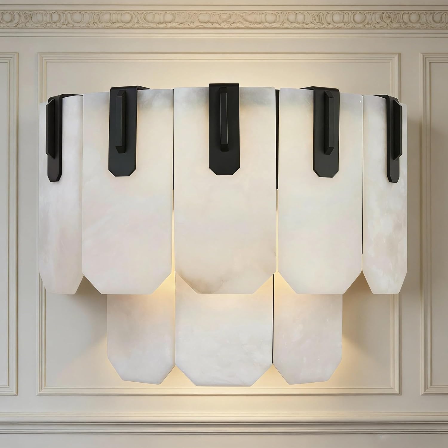 JQZWL Modern Alabaster Wall Sconce, Piano Key-Shaped Alabaster Tile ...