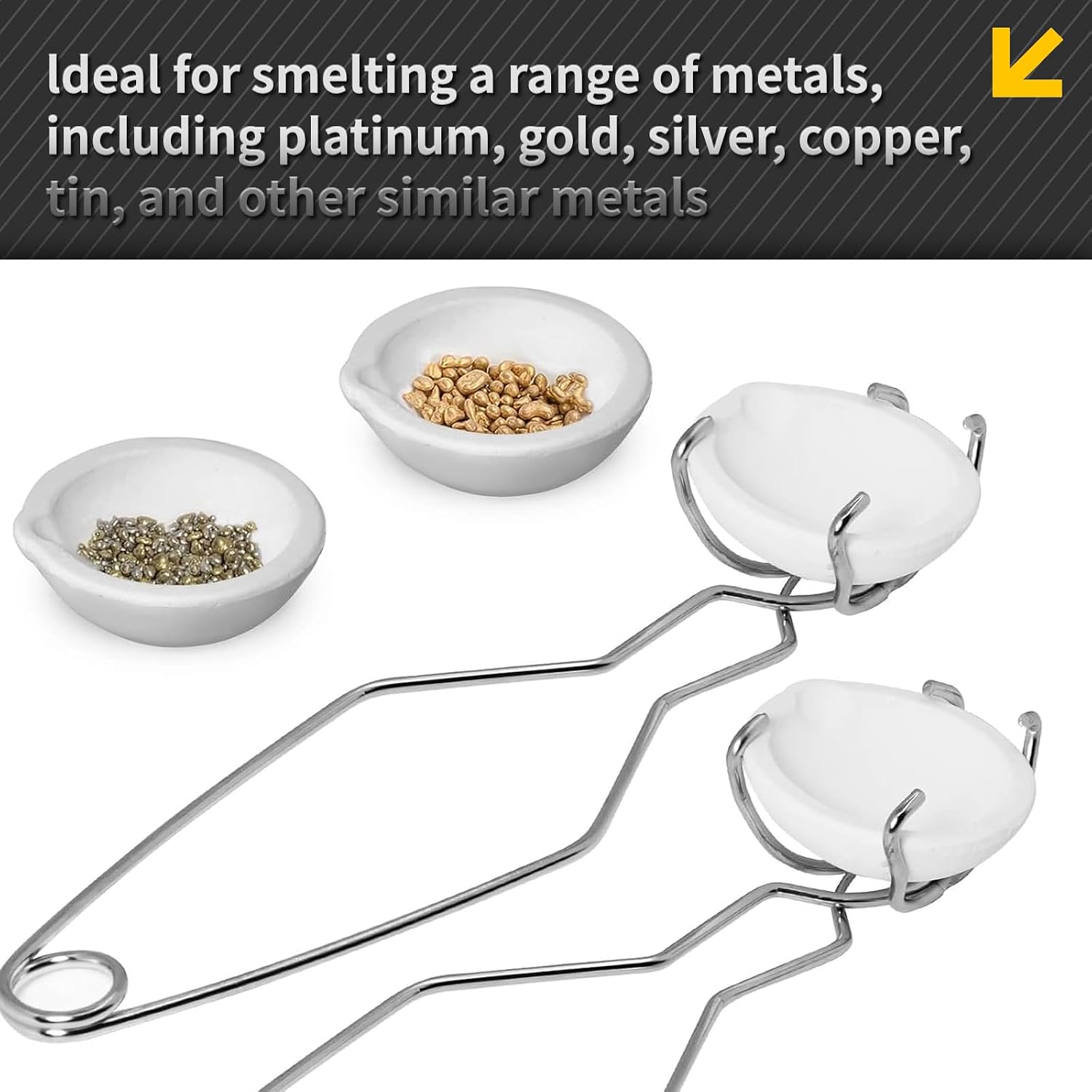 LAIAMER 7pcs Graphite Metal Melting Casting Kit, Including 2 Crucible Tongs, 5-in-1 Graphite Casting Ingot Mold, 4 Quartz Crucibles, Melting Metals Like Gold and Silver