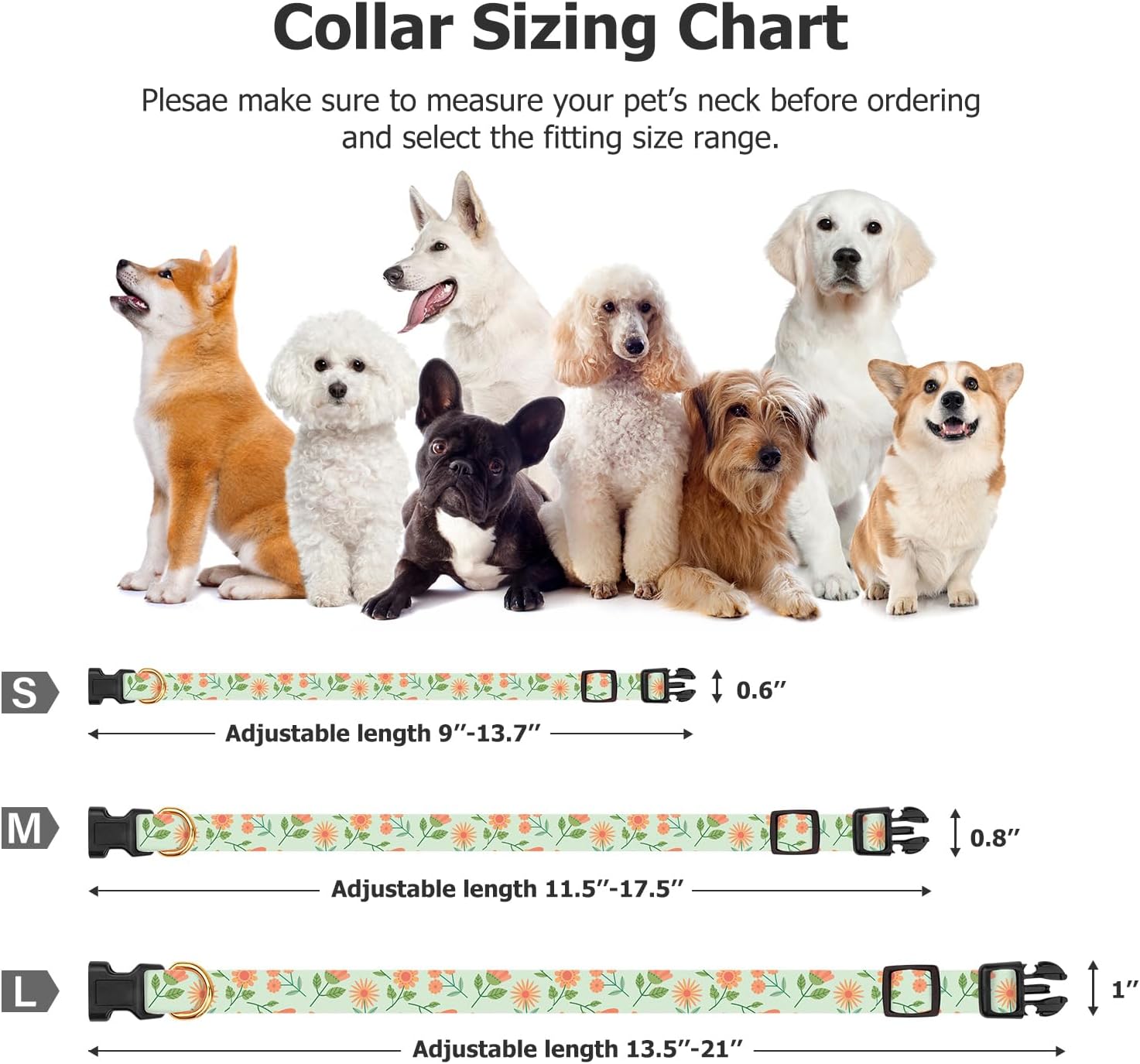 Cotton Dog Collar Green Sunflower with Pendant Cute Dog Collar S image 3