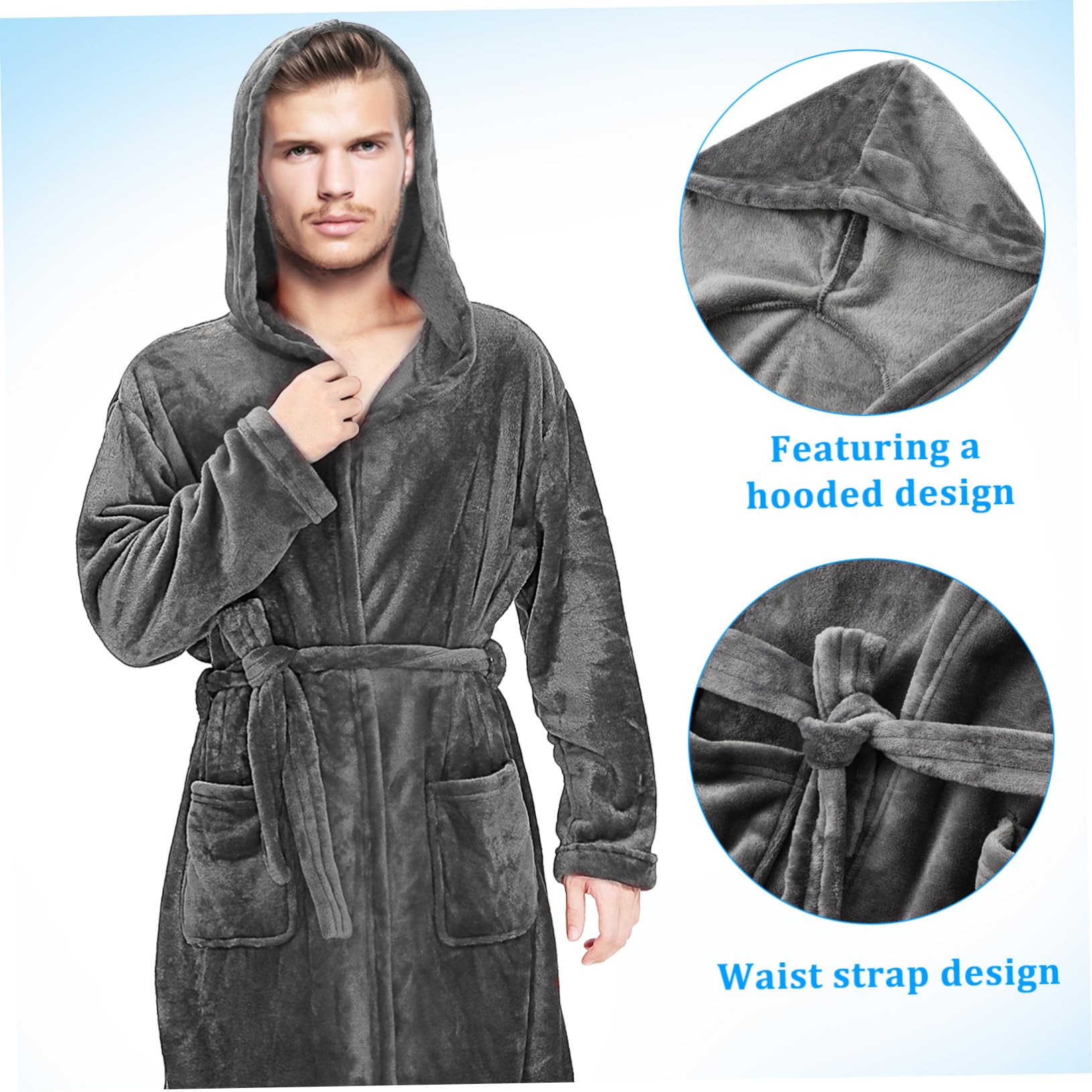 SHERCHPRY Accappatoio Cappuccio Poliestere Resistente e Leggero con Tasche Spaziose per Casa Spa Dormitorio