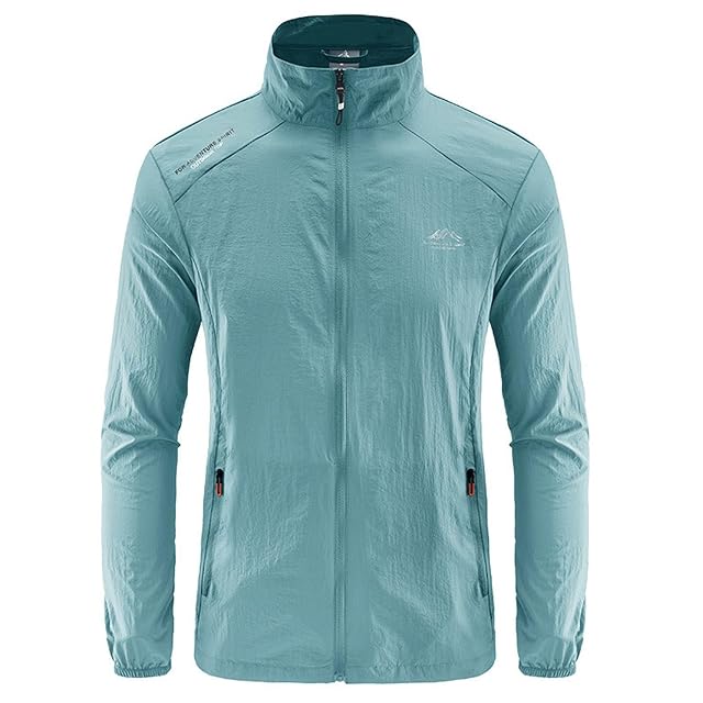Mens Big and Tall Sun Protection Zipper Up Jackets Lightweight Mock Neck Jacket Outdoor Sports Coats with Pockets