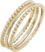 Amazon Essentials 14K Gold Plated Sterling Silver Stacking Ring Set of 3 - Dainty Hypoallergenic Size 9
