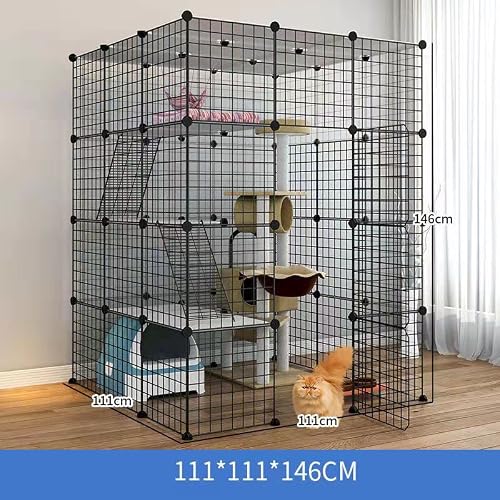 Katzengehege Laufstall, extra großer Haustier- Laufstall für kleine Hunde und Katzen, abnehmbarer Indoor- Tierkäfig mit Türen für die Sicherheit von Haustieren-3