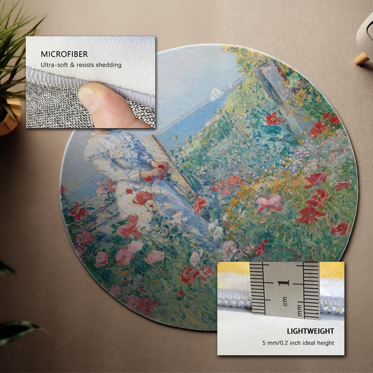 Peinture à l’Huile Style Rond Tapis 100cm dans Le Jardin Imprimer antidérapant pépinière intérieur Lavable Cercle Porte Tapis pour vestiaire Appartement Maison