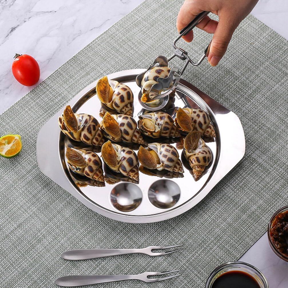 Hemoton Stainless Steel Escargot Tongs 6-Piece Set Ergonomic Snail Tongue Clips Heat Resistant Kitchen Utensils for Dining and Entertaining