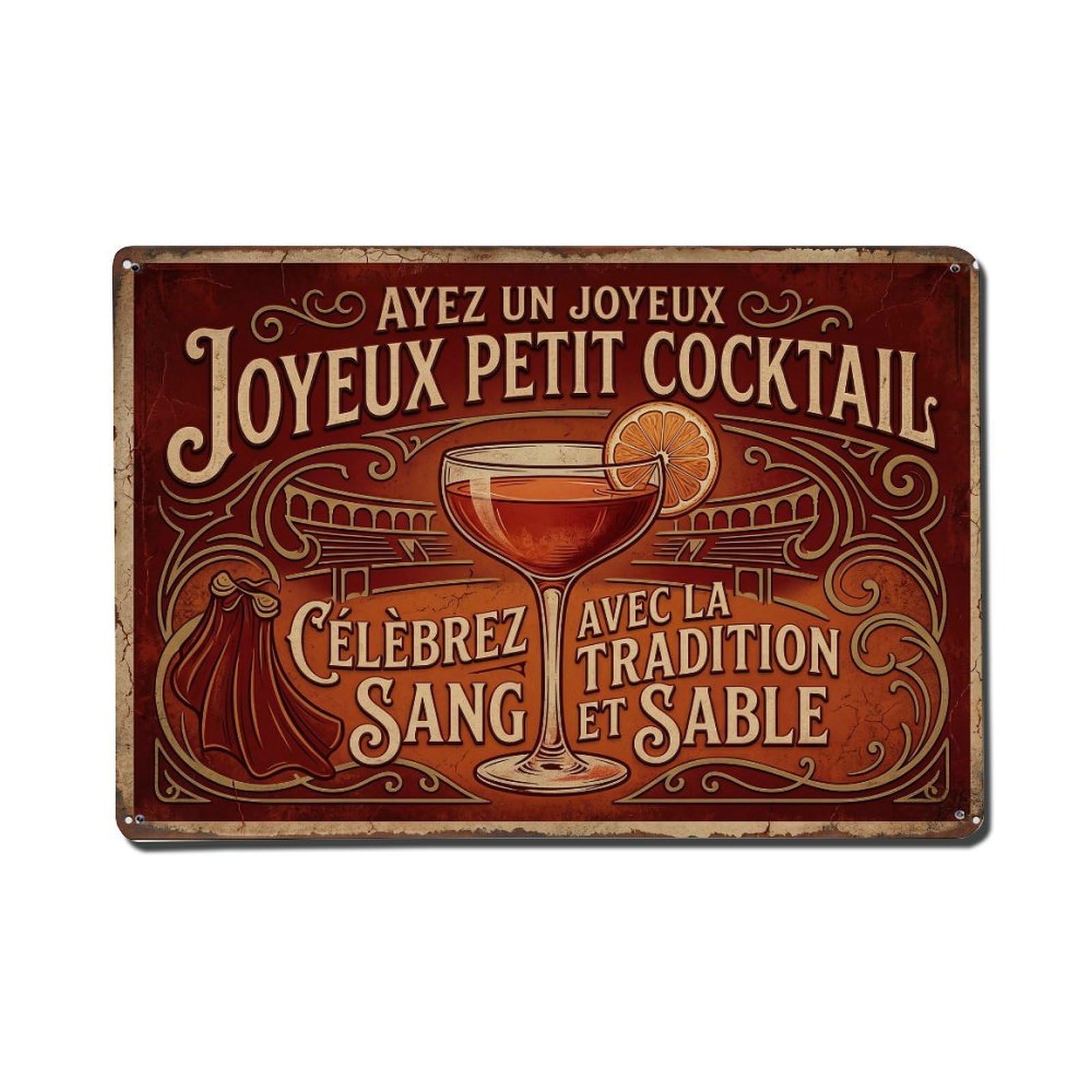 Blood Sand Trendy Beverage Metal Tin Sign Plaque Wall Decor for Cafe, Club Bar, Office, Home Garden Metal Poster 8x12Inch