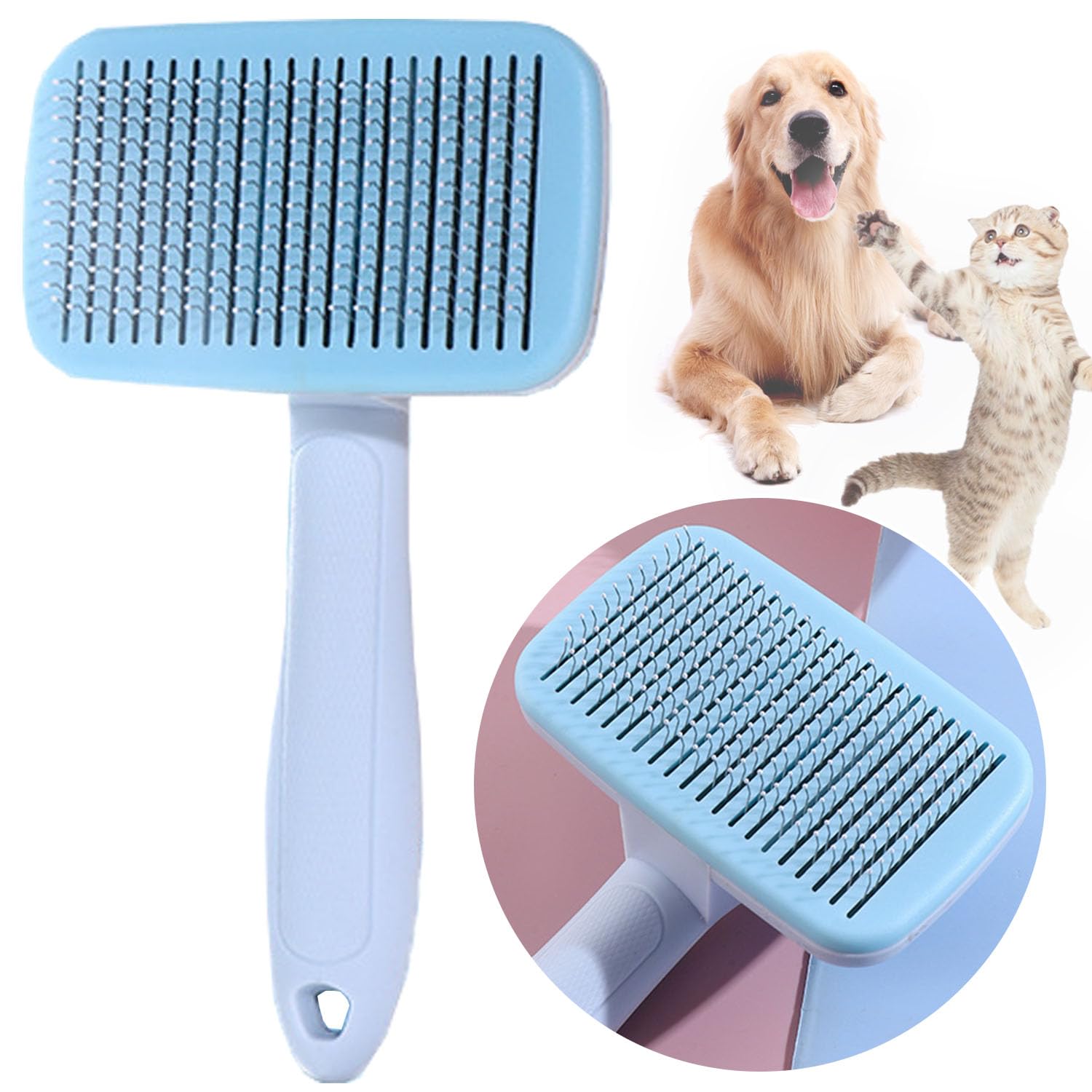 Dog Brush Cat Brush Grooming Comb, Self Cleaning Slicker Dog Brush