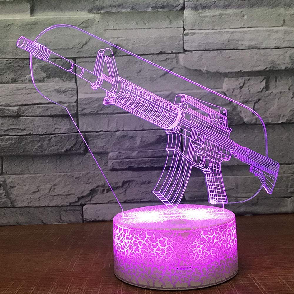 3D Pistolen-Lampe – LED Nachtlicht Mit 7 Farben, USB-Betrieb, Acryl-Illusion