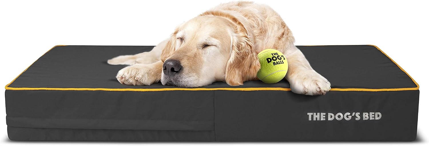 The Dog’s Bed Orthopedic Memory Foam Dog Bed, XL Grey/Yellow 46x28, Pain Relief for Arthritis, Hip & Elbow Dysplasia, Post Surgery,…