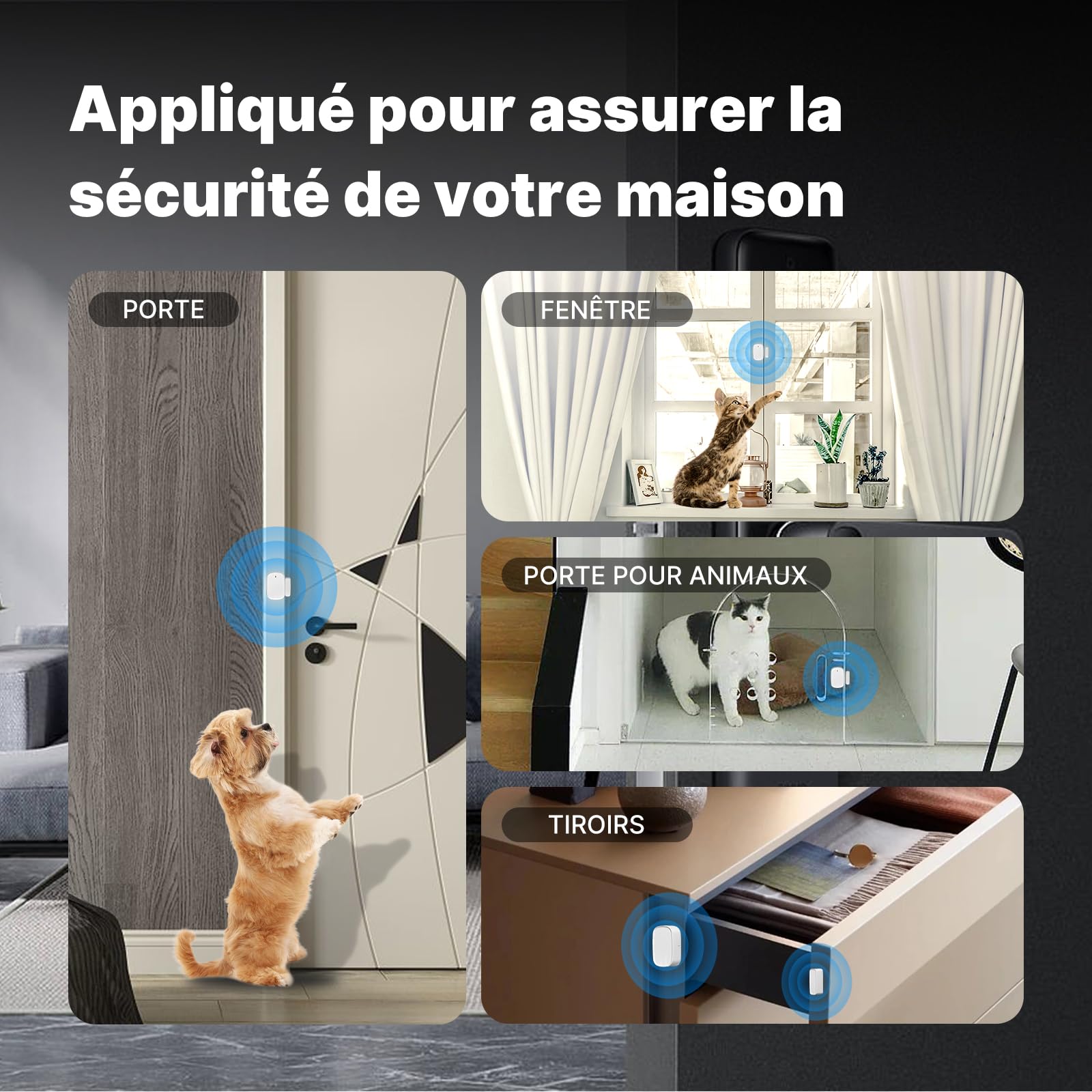 MOES Capteur de Porte et Fenêtre Intelligent ZigBee, 3PCS | Détecteur sans fil pour système d'alarme et maison, nécessite ZigBee Tuya Gateway, Smart Life