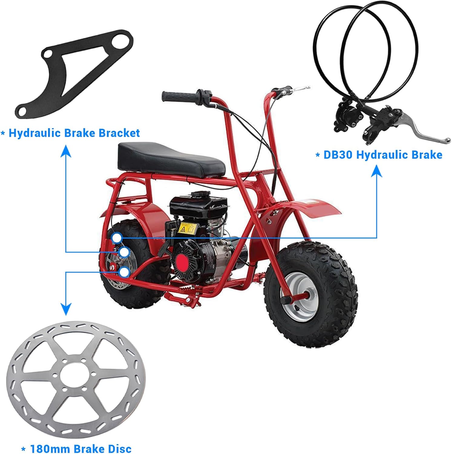 Upgraded Hydraulic Brake DB30 Hydraulic Brake with CT100U Hydraulic Brake Bracket For Coleman CT100U Mini Bike with 180mm Brake Disc