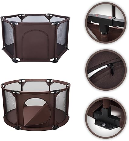 Baby Vivo Parc Bebe Barriere Securite Portable Enfant Protection Porte Panel Espace Jeu Chambre Flexi Pliable En Brun Anguleux Amazon Fr Bebe Et Puericulture