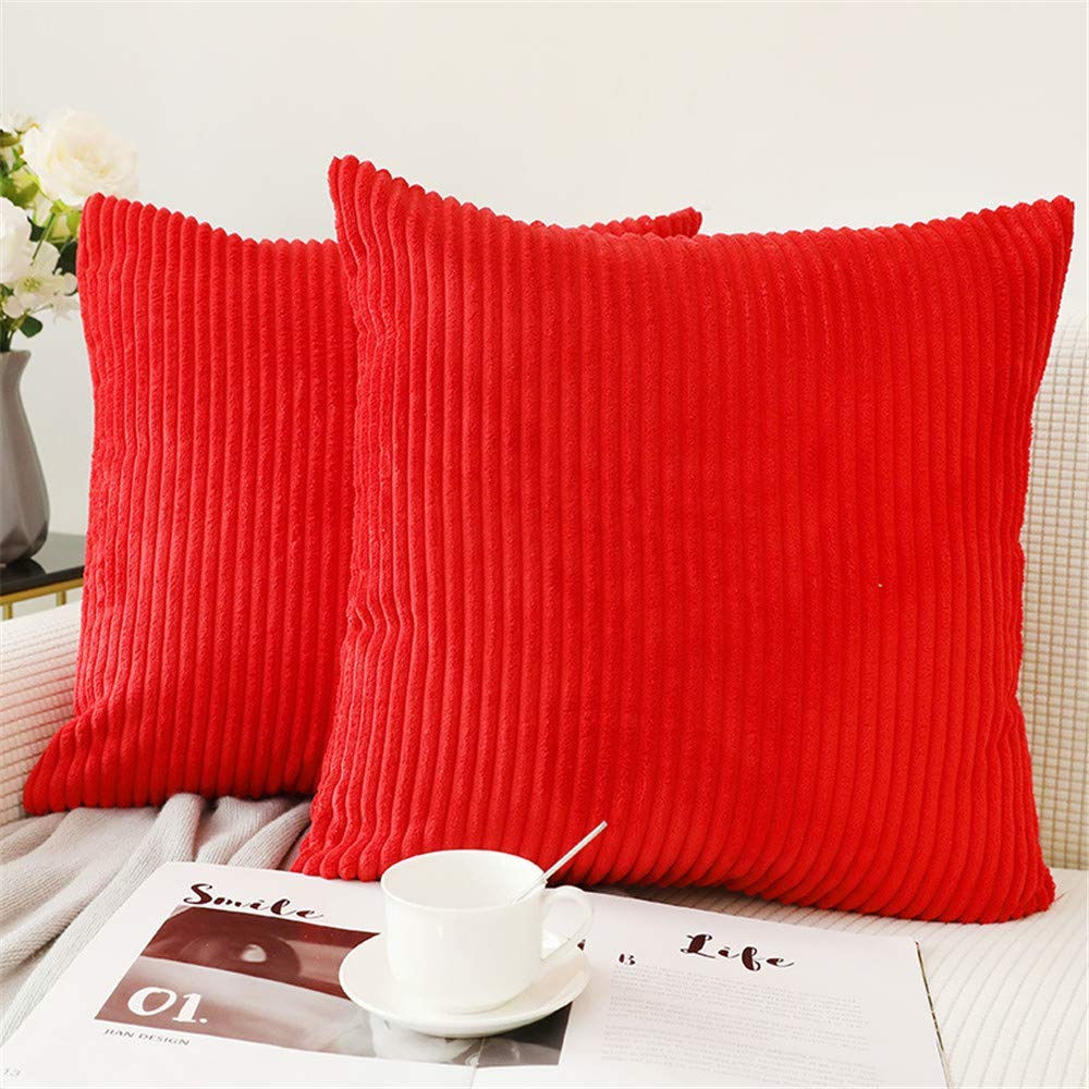 Housse de coussin en velours côtelé 30x50 cm rayé carré doux pour décoration de canapé de salon