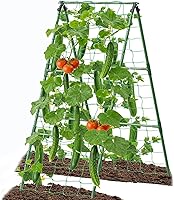 7Queen Cucumber Trellis A-Frame Garden Arch for Climbing Plants, Peas, Tomatoes, Vines - Outdoor Raised Bed Support with Bird Net