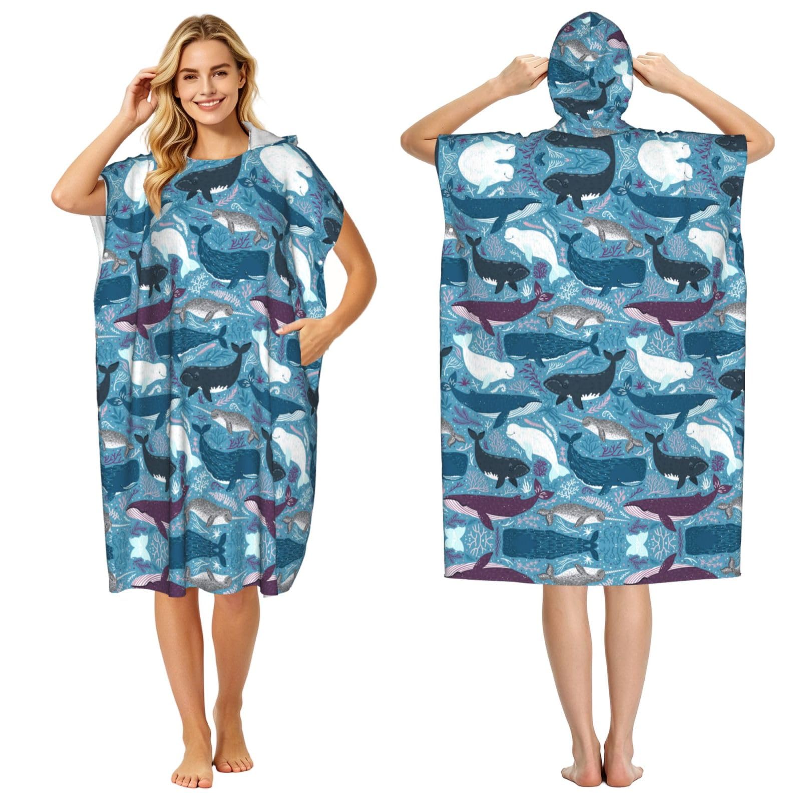 Poncho à capuche piscine et plage adulte peignoir séchage rapide léger homme et femme