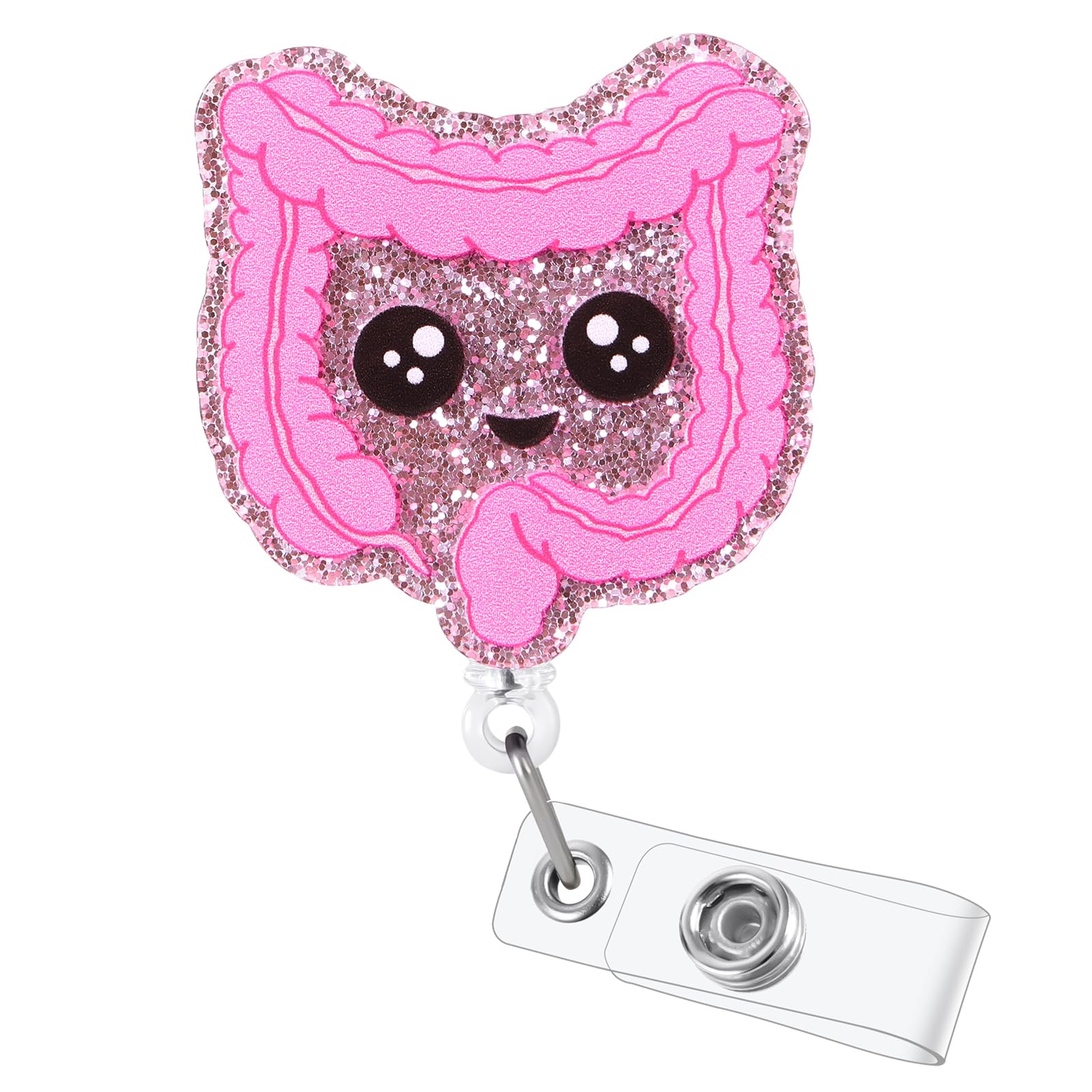 Cute GI Nurse Badge Reel, Funny Intestines ID Name Badge Holder with Retractable Clip, Gastroenterology Badge Clip for Gastro Technician RN CNA LPN