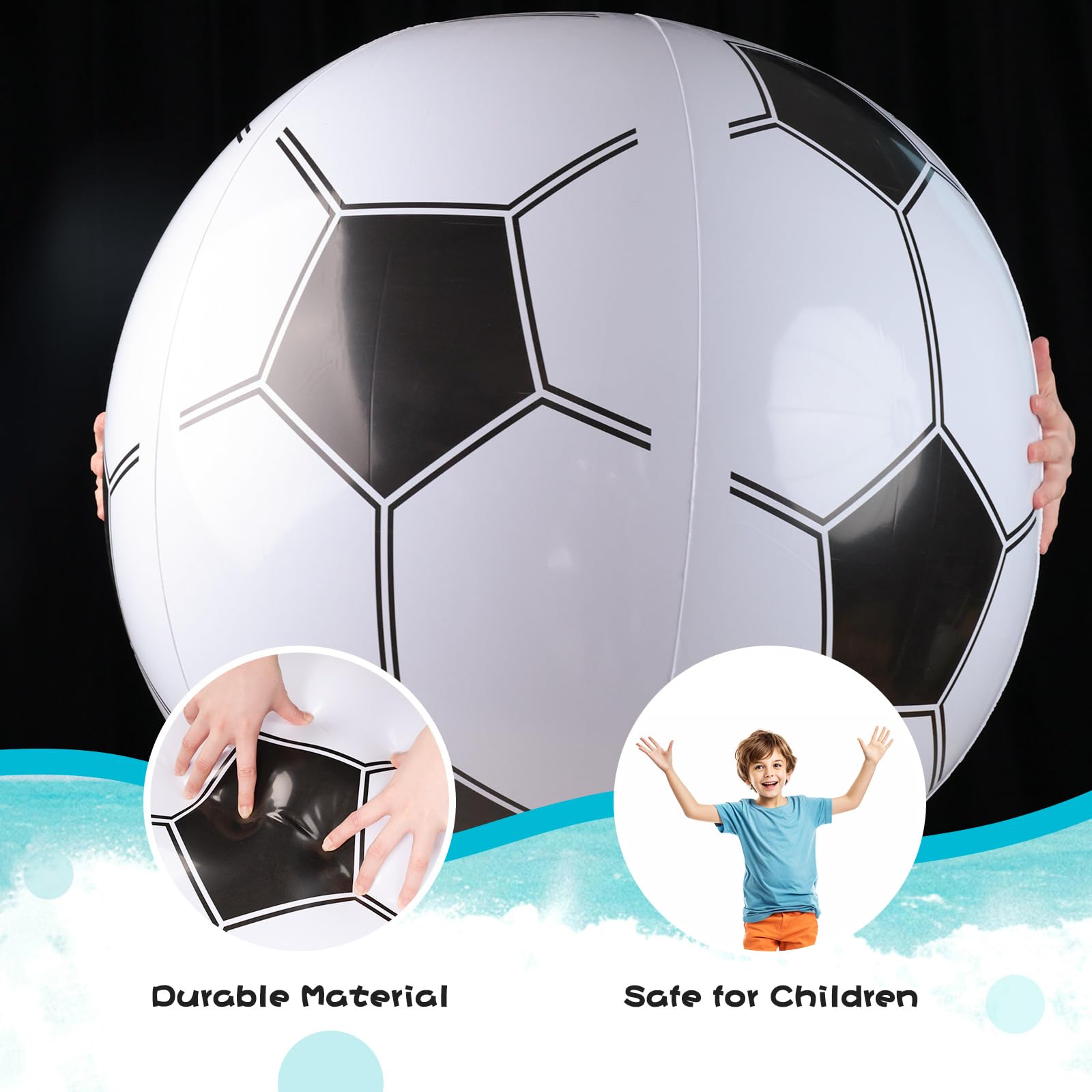 Pelota de playa de fútbol, pelota de fútbol inflable de 27 pulgadas para piscina de verano, juguete de juego de playa 3