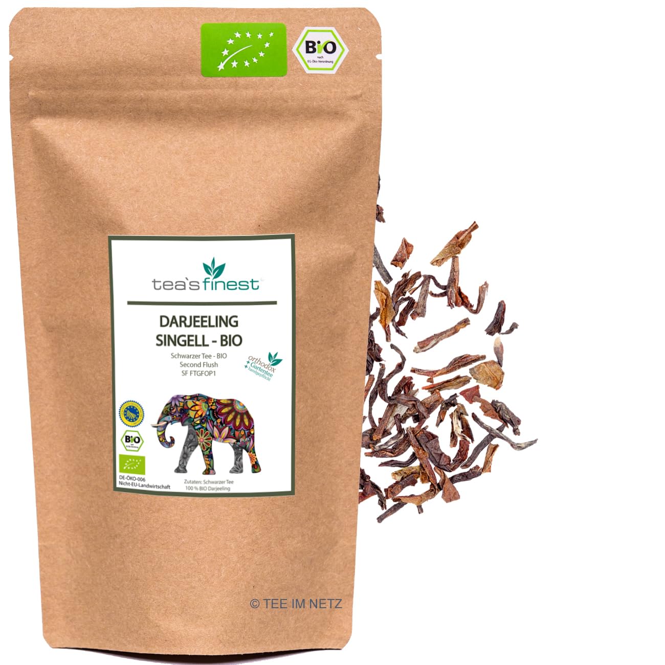 tea`s finest Schwarzer Tee Darjeeling* Singell FTGFOP1 Second Flush - BIO (1000 Gramm)