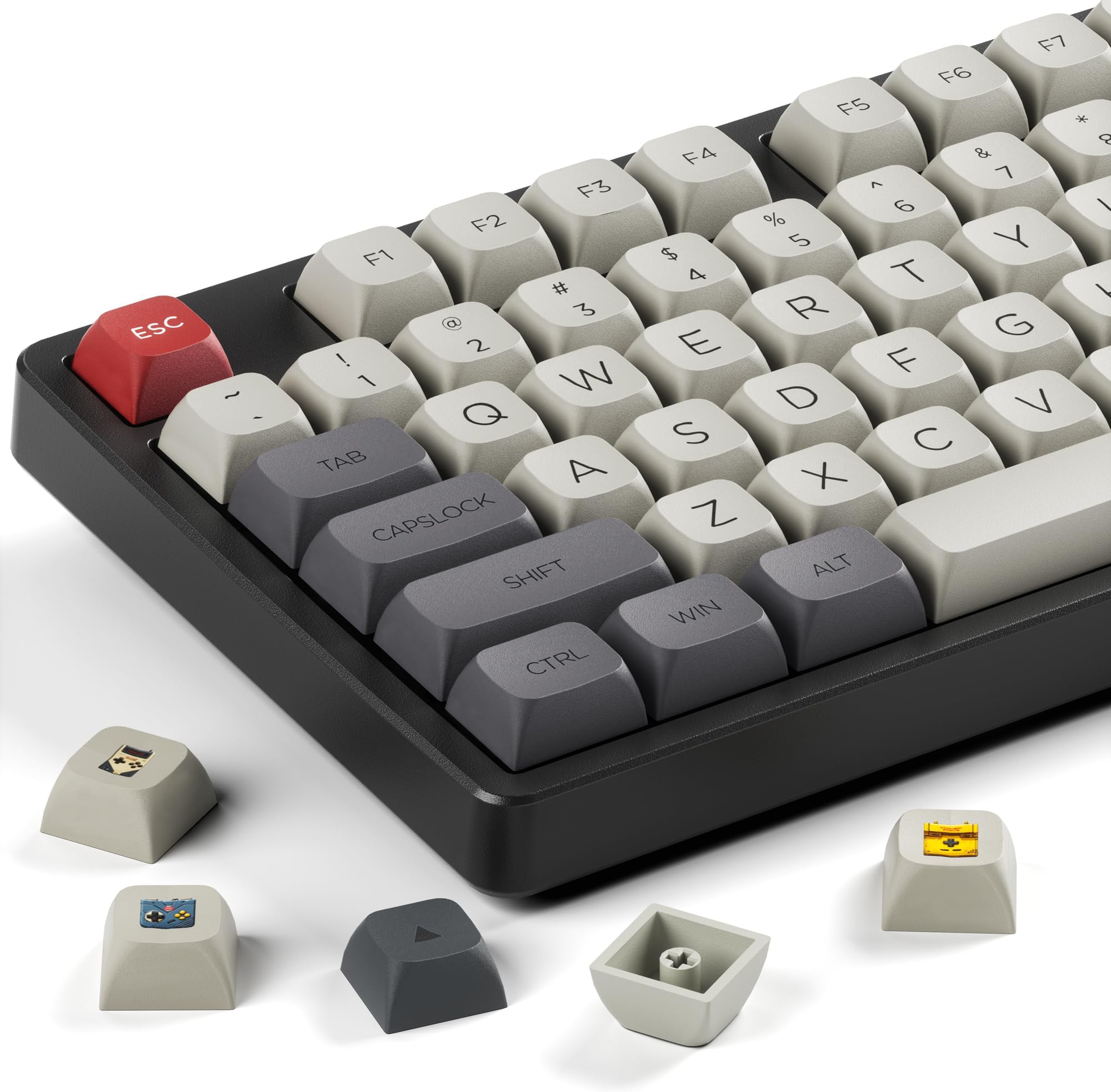 GMKWTL XDA Profile PBT Keycap Set, XVX Retro Game Console Custom Keycaps for 60 Percent, 65% 75% and 100% Mechanical Keyboards, Dye-Sublimation Personalized Color Keycapston