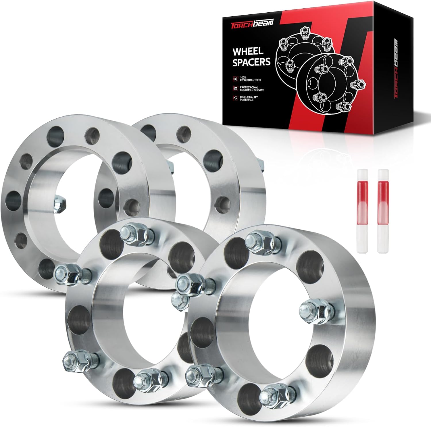 Torchbeam 5X5.5“ Wheel Spacer 2 inch for 2005-2010 Dakota, 2004-2009 Durango, 2002-2010 Ram 1500, 110 Hub Bore & 9/16“x18 Studs, 5 Lug Wheel Spacer, 4PCS, Silver
