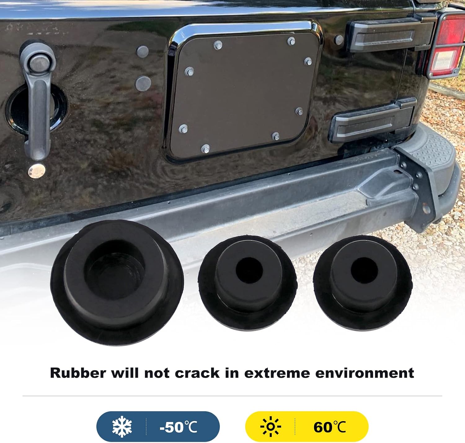 Sporacingrts Spare Tire Carrier Delete Filler Vent-Plate Cover with with Tailgate Rubber Plugs Set and Bolts Compatible with 2007-2018 JK JKU（Aluminum）