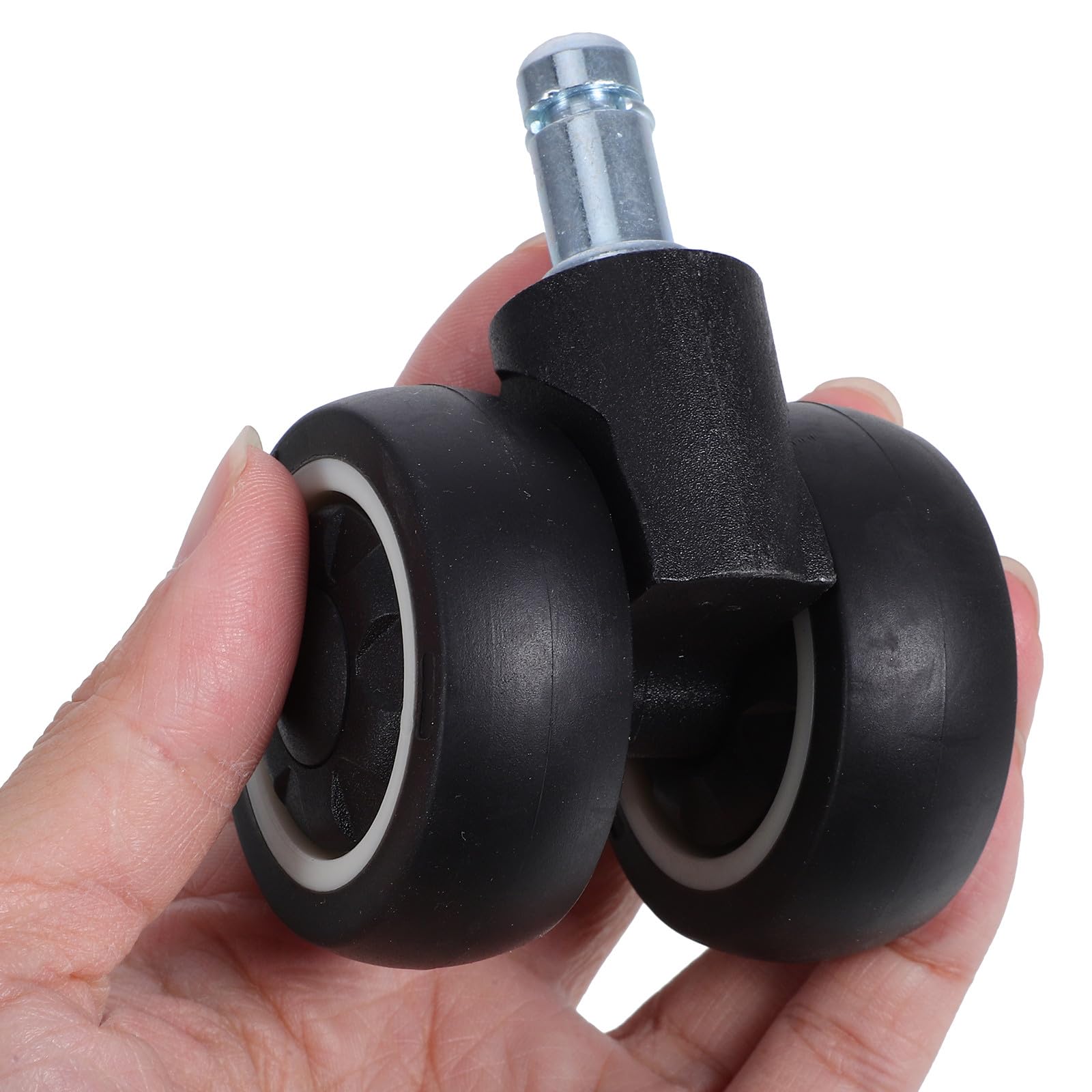 Ruedas Giratorias para Silla de Oficina Doble Rodamiento, Fácil Instalación, Material Tpr y Metal, Pack de 5 Unidades, Silenciosas y Aplicables