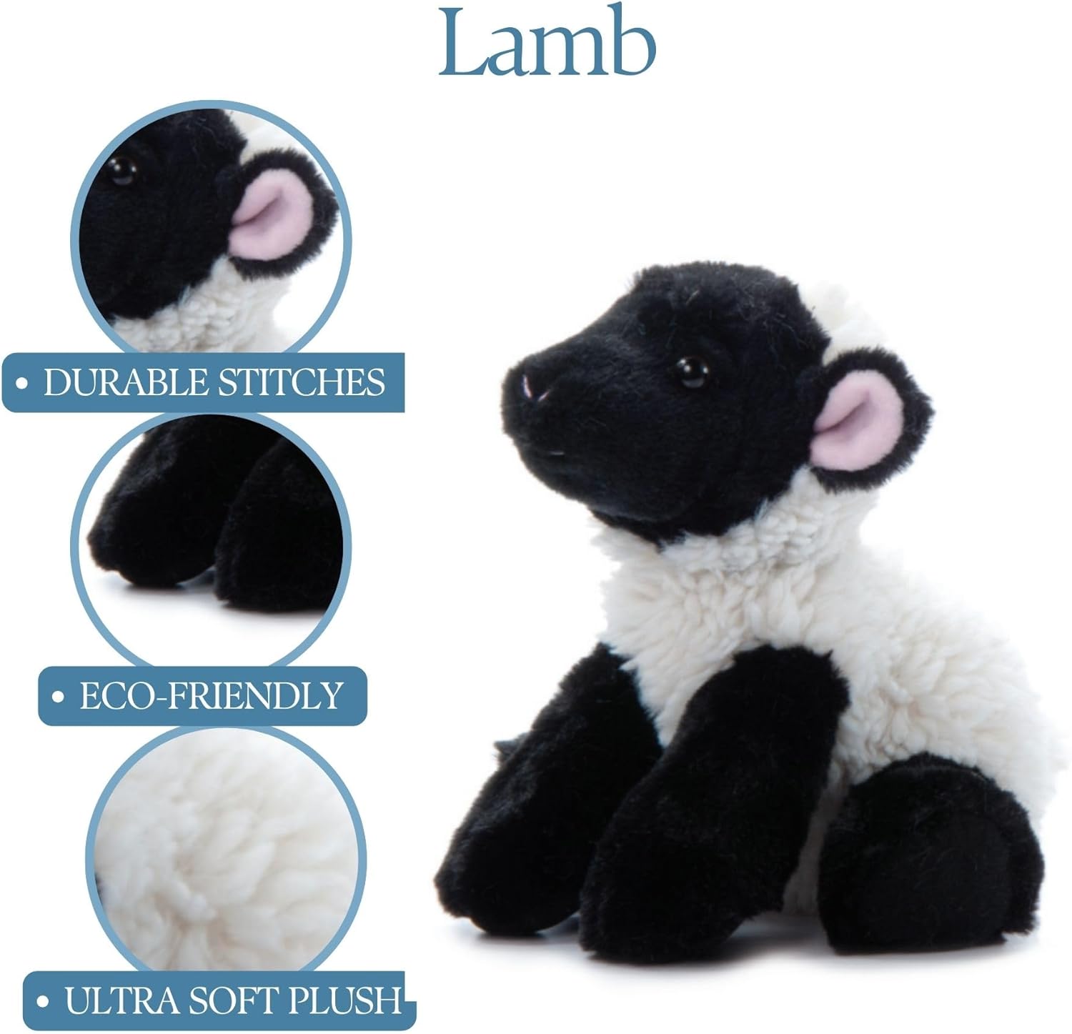 The Petting Zoo Floppy Lamb Stuffed Animal Plushie, Gifts for Kids, Wild Onez Wildlife Animals, Lamb Plush Toy 9 inches