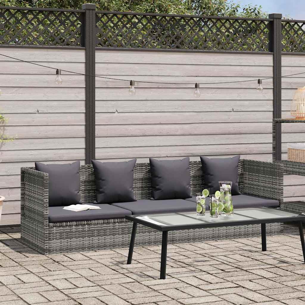 vidaXL Garten-Sofabett mit Kissen Gartensofa Gartenmöbel Gartenliege Loungebett Sofa Garten Schlafsofa Sofa Poly Rattan 200x60cm Grau