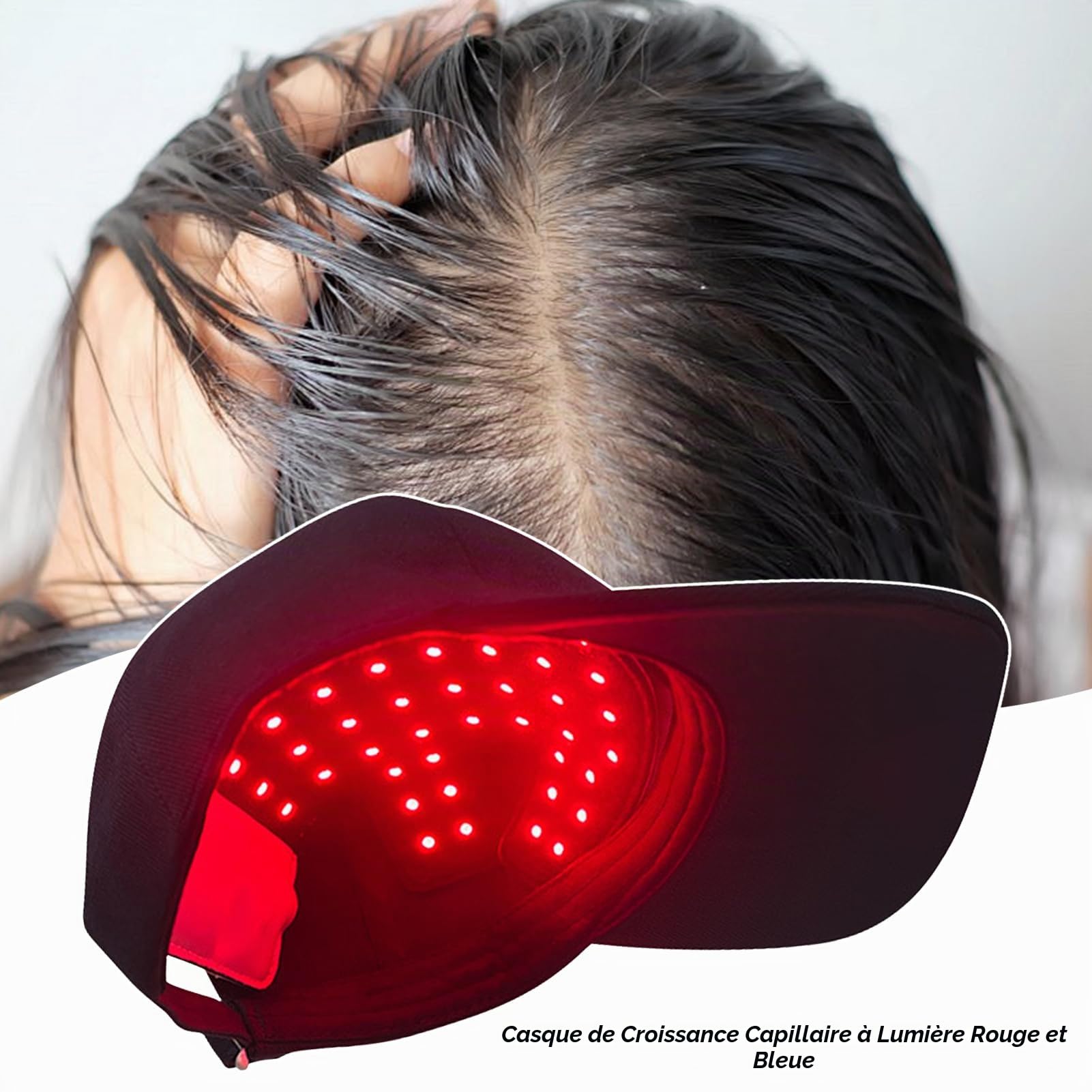 LED pour la croissance des cheveux, bonnet infrarouge, stimule la repousse la pénétration profonde du cuir chevelu, améliore la circulation pour l'amincissement, appareil d'alopécie avec avantages