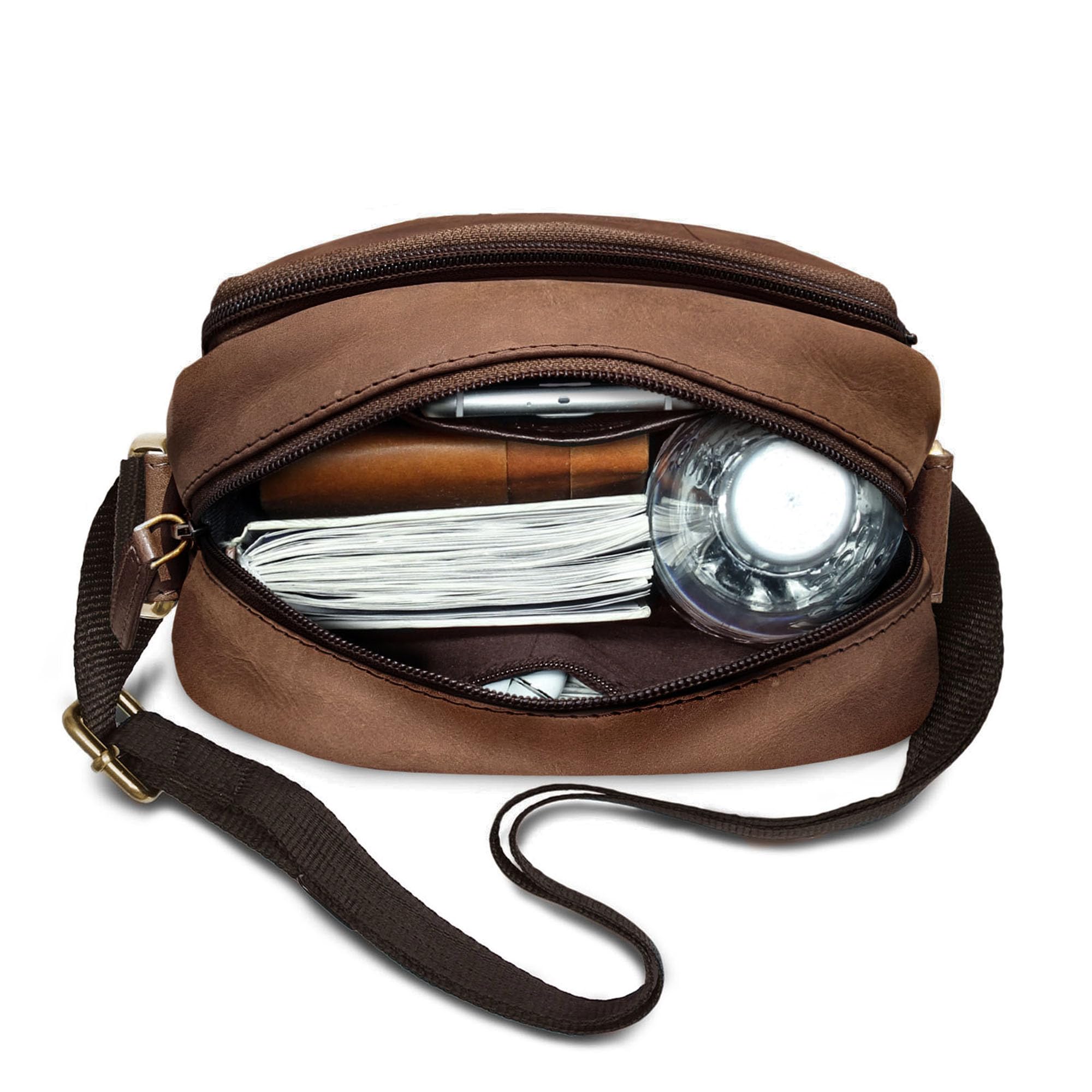 ROYALZ Borsello Tracolla Uomo Piccolo Borsa a Spalla vero Cuoio Vintage di Qualità Vera Pelle