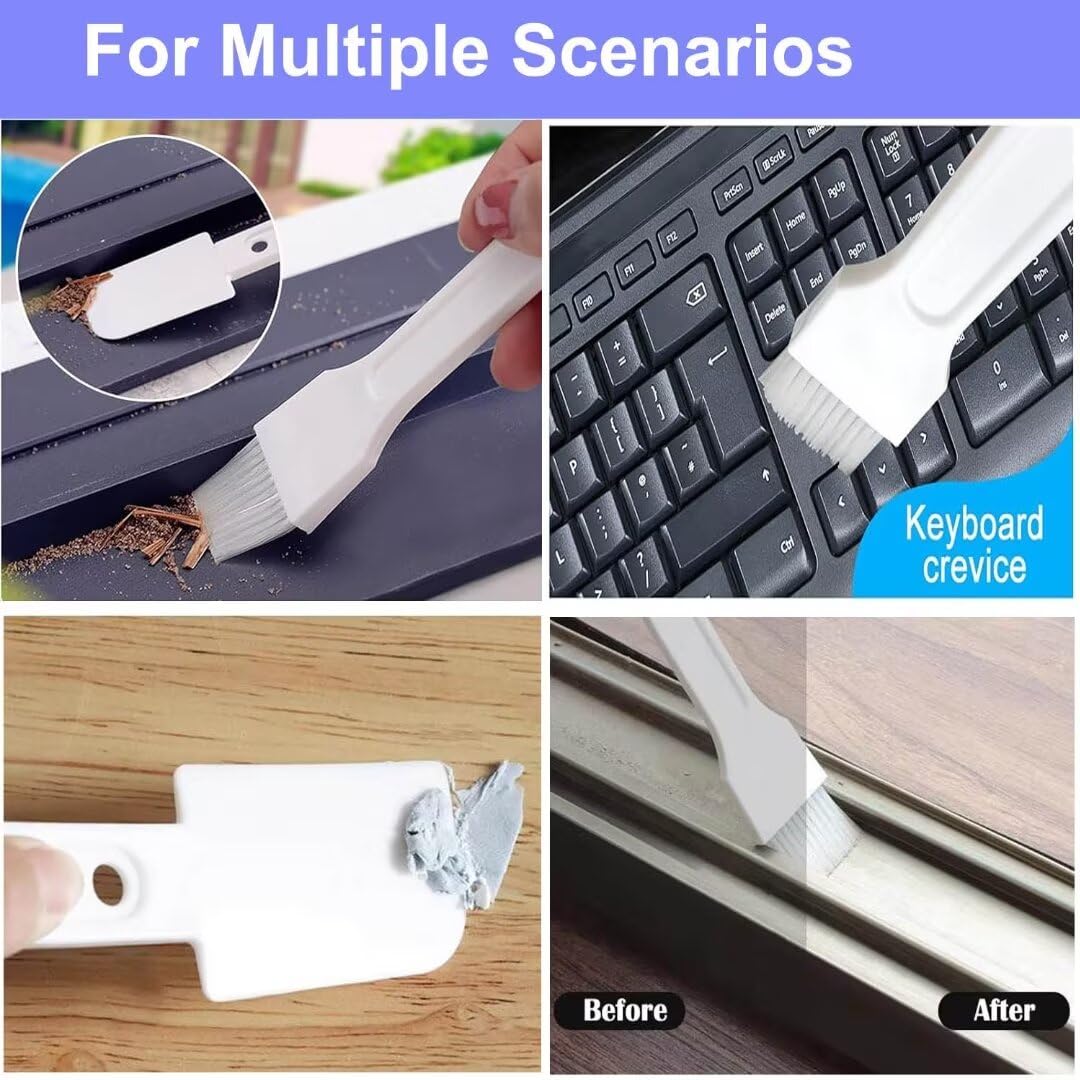 Xemnys Set di spazzole per la pulizia profonda delle fessure, kit di strumenti per la pulizia delle fessure per piccoli spazi, porte scorrevoli, persiane, condizionatore d'aria, bagno/doccia,