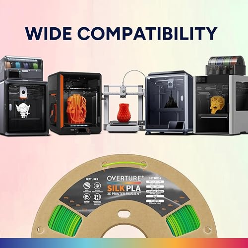 Vista 51 de OVERTURE Filamento de ácido poliláctico de seda, 1/16 de pulgada, acabado bicolor, suave y brillante, carrete 2.2 libras, para joyería de cosplay