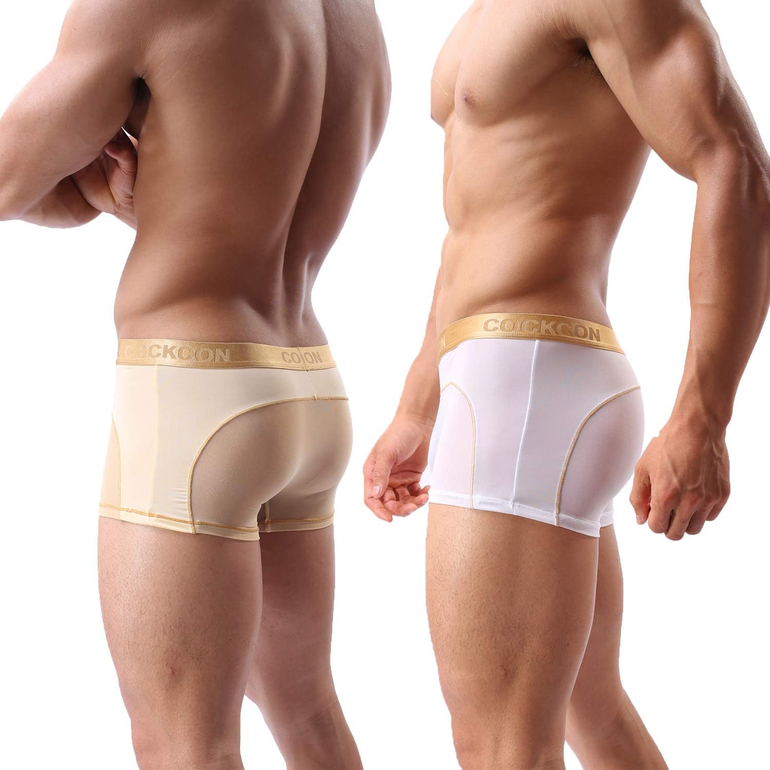 Men Boxer Briefs Shorts Bulge Pouch Soft Underpants Mens Trunks Mesh Underwear for Male Pack of 2