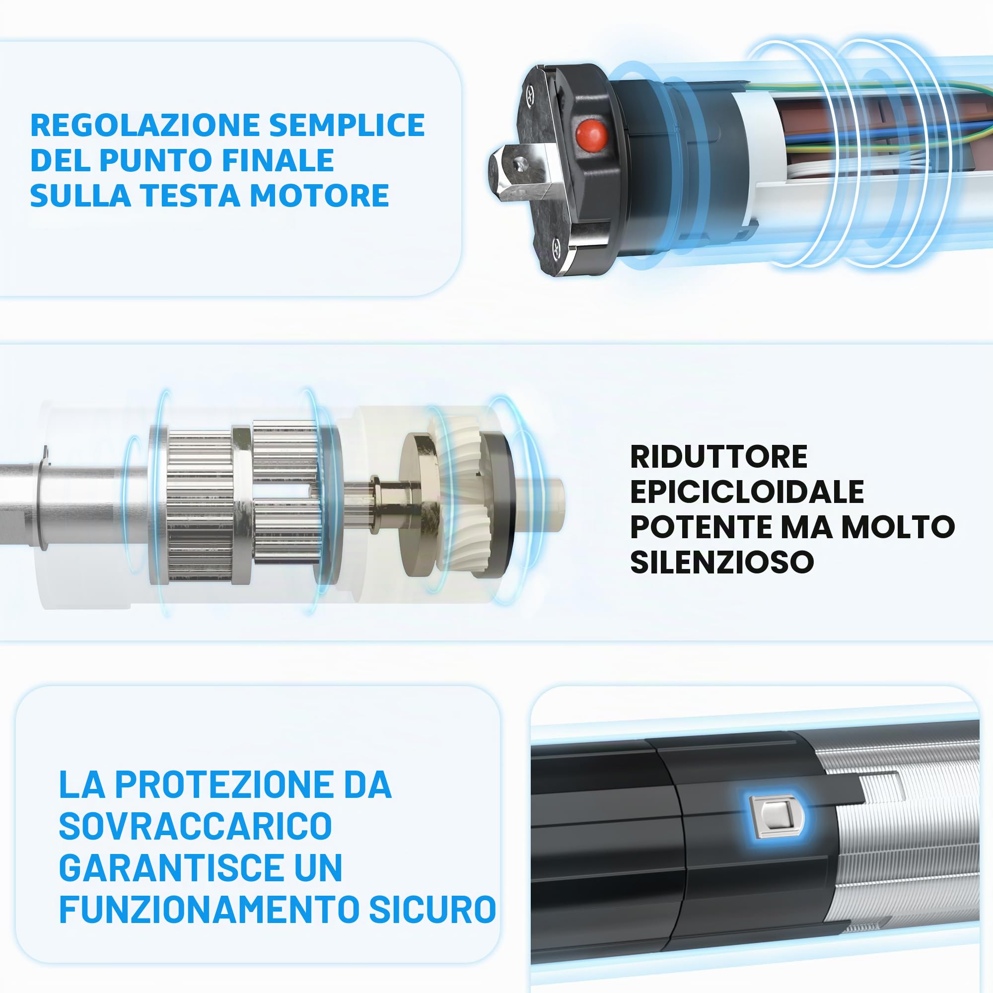 jarolift Motore tubolare elettrico per tapparelle - TDEP 20 Nm/13 giri (SW60 mm / 42 kg di forza di trazione)