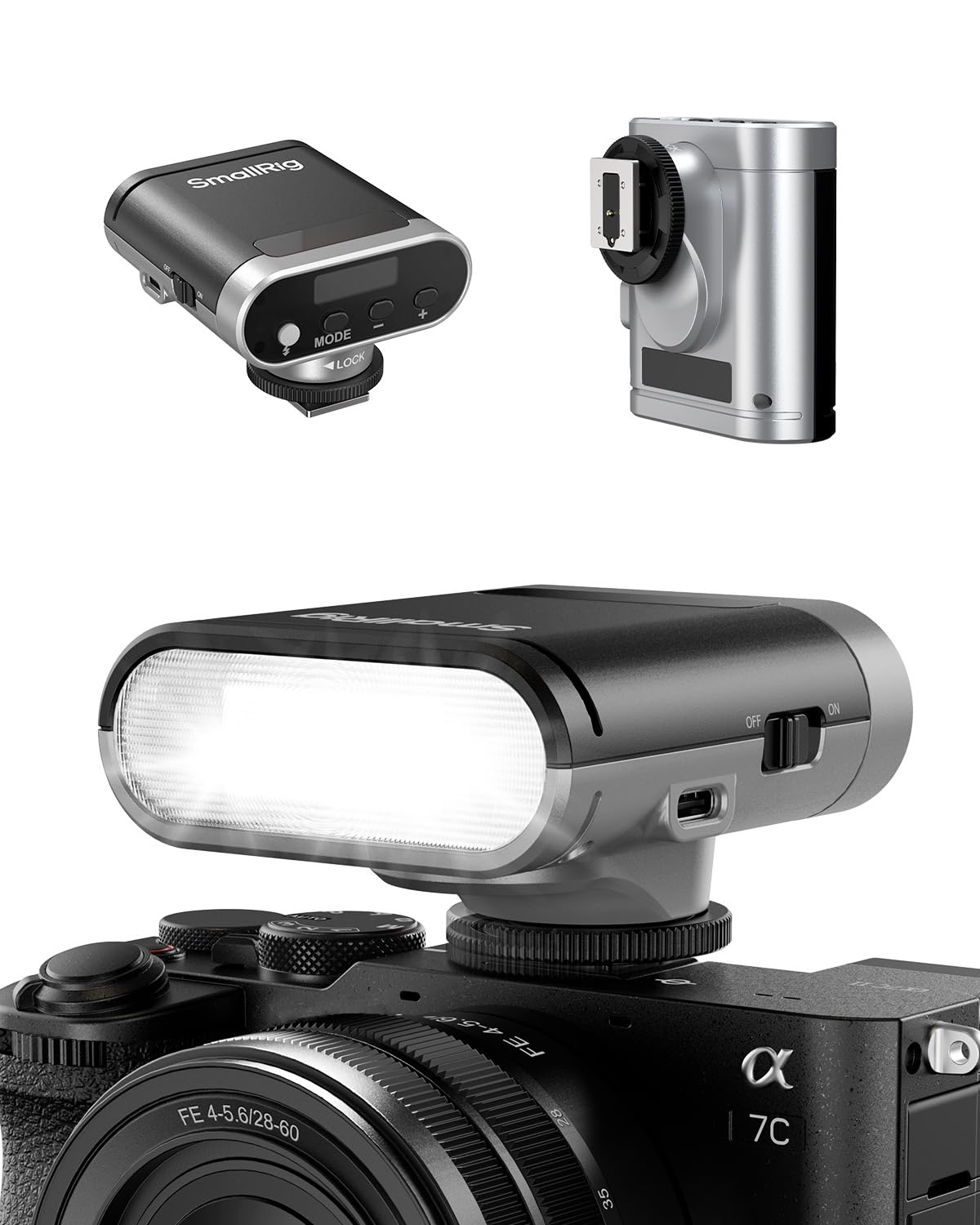 SmallRig Mini flash RS20 per fotocamera Sony per Canon, GN12 Speedlight per fotocamera con batteria da 2000 mAh schermo OLED, 500 flash a piena potenza/1.8s di riciclaggio/6500 K, modalità A/M 8