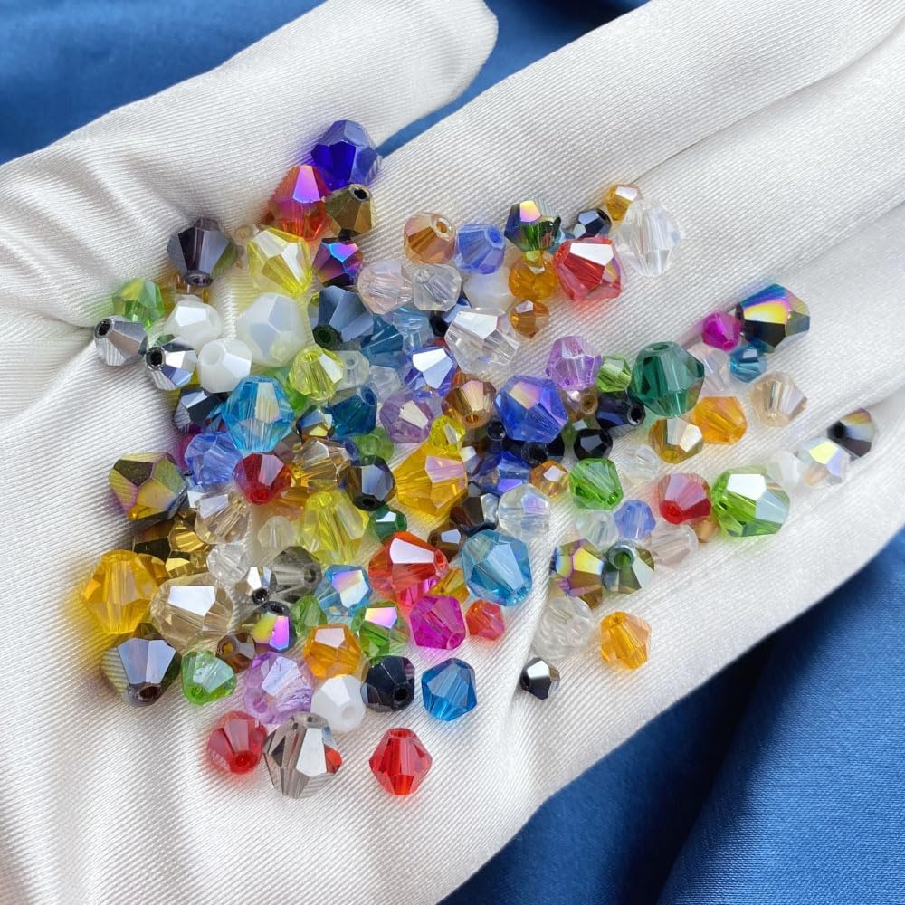 400pcs 4mm Bicone Crystal Glass Beads Loose Spacer Beads Faceted Craft Beads for Jewelry Making DIY Necklace Bracelet Earring Wind Chimes Suncatchers Ornamen(Ceramic White AB) - Image 4
