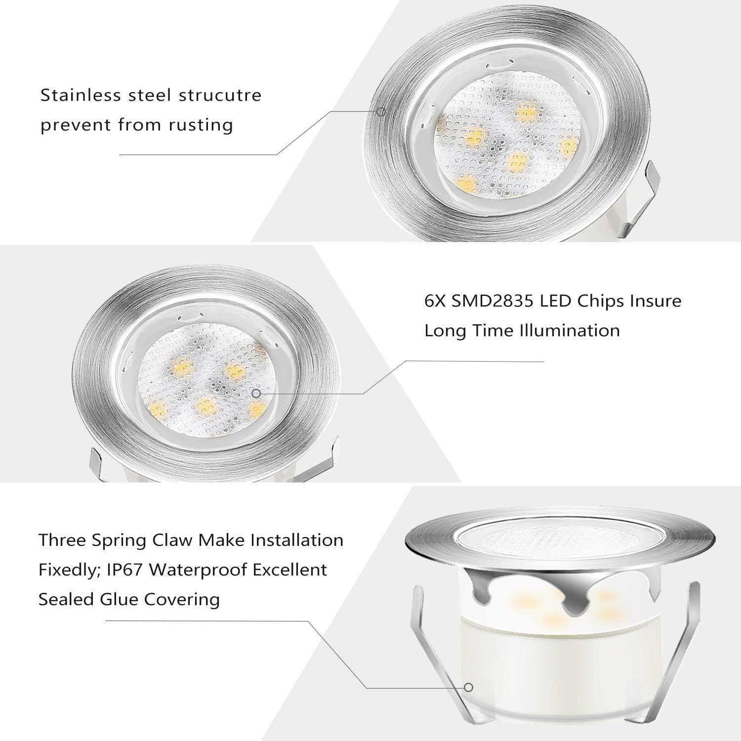 Flаѕh Sаlе Buу 1 gеt 1 QACA Led Deck Lights Outdoor Waterproof Low Voltage Stainless Steel 1W Outdoor Yard Garden Decoration Lamps Landscape Pathway Patio Step Stairs LED In-ground Lights Silver Border(10pcs, Warm White)