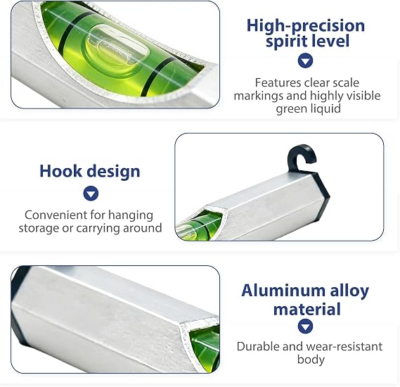 2 Pcs String Line Level, Spirit Level Line Hanging Bubble Accurate Measurement Aluminium Construction Building Trades Engineering Surveying Metalworking Other Equipment Carpenter Compact Portable Tool
