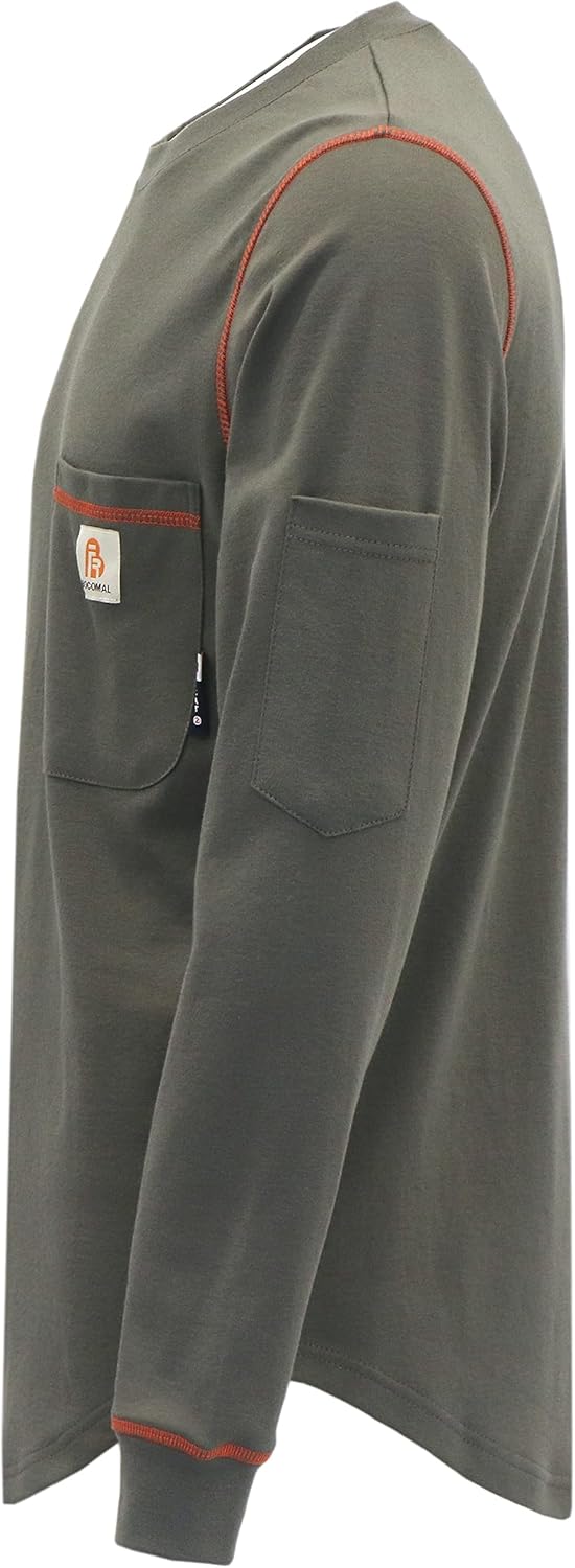 BOCOMAL FR Shirts for Men Lightweight Crew Long Sleeve Flame Resistant/Fire Retardant Shirt… - Image 3