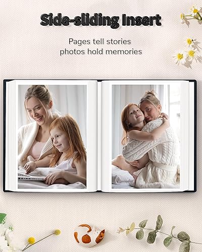 Miniatura 254 de Álbum de fotos de 4 x 6 pulgadas con 300 bolsillos, álbumes de fotos deslizables, cubierta de lino, libro de recuerdos con ventana frontal, página