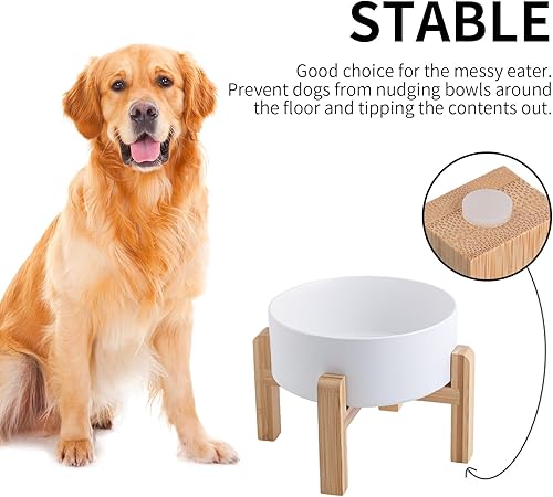 Miniatura 3 de Cuenco elevado y elevado de cerámica para perros de razas pequeñas y medianas, cuenco de agua con soporte, 6 pulgadas, 3.6 tazas, antideslizante,