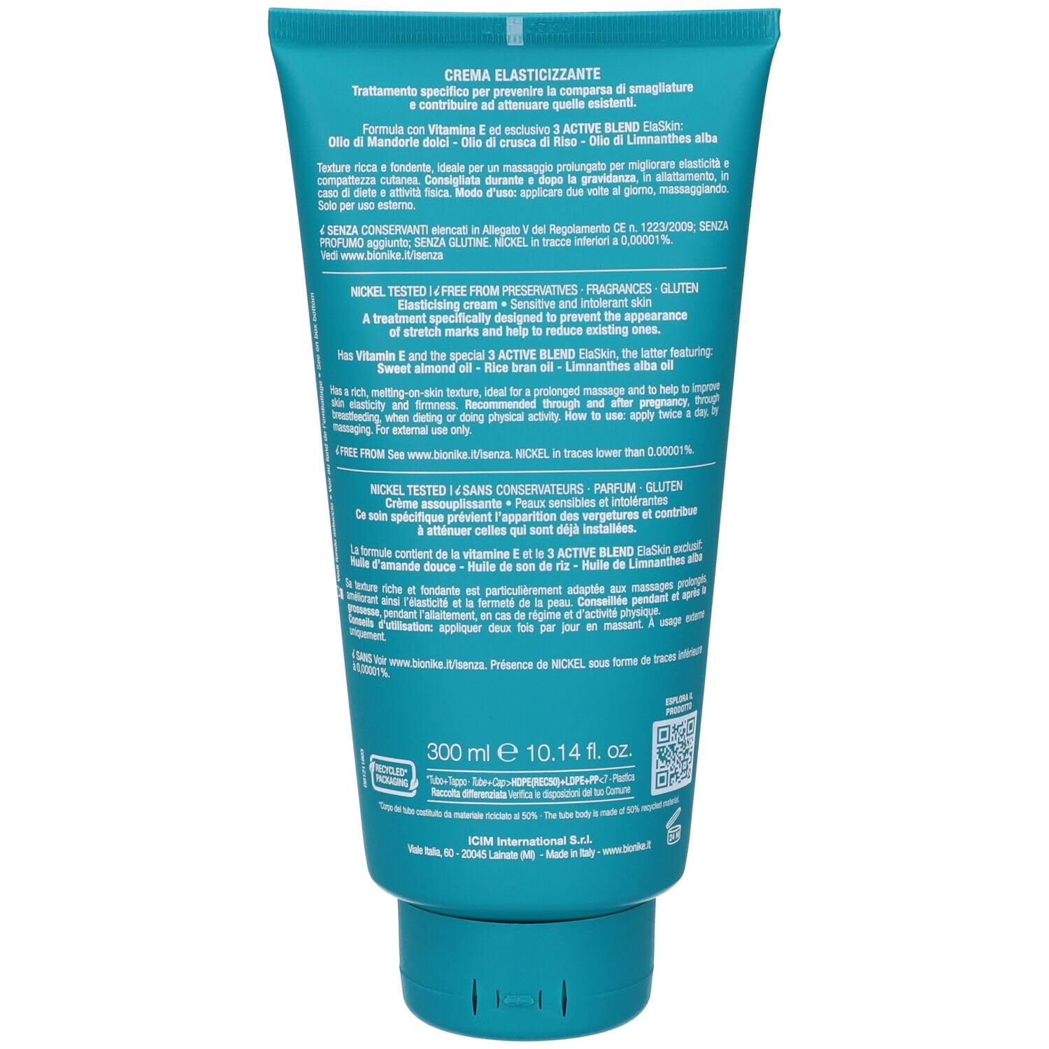 Bionike Defence Body - Crema Smagliature Corpo, Azione Elasticizzante e Rassodante, Attenua e Previene gli Inestetismi, Dona una Pelle Compatta, 300 ml