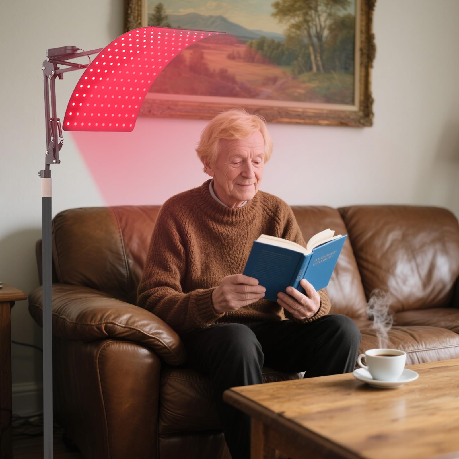 Rotlichtlampe 660nm/850nm mit Ständer und Timer, LED-Infrarotlampe 80W dimmbar, Höhenverstellbar 180cm, Pulsmodus, großes Bestrahlungsfeld für Schmerzlinderung & Hautpflege