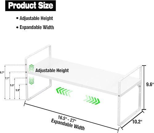 Miniatura 3 de LOCVCDA Estante de almacenamiento expandible para armario de cocina, organizador de estantes de almacenamiento de despensa de metal apilables,