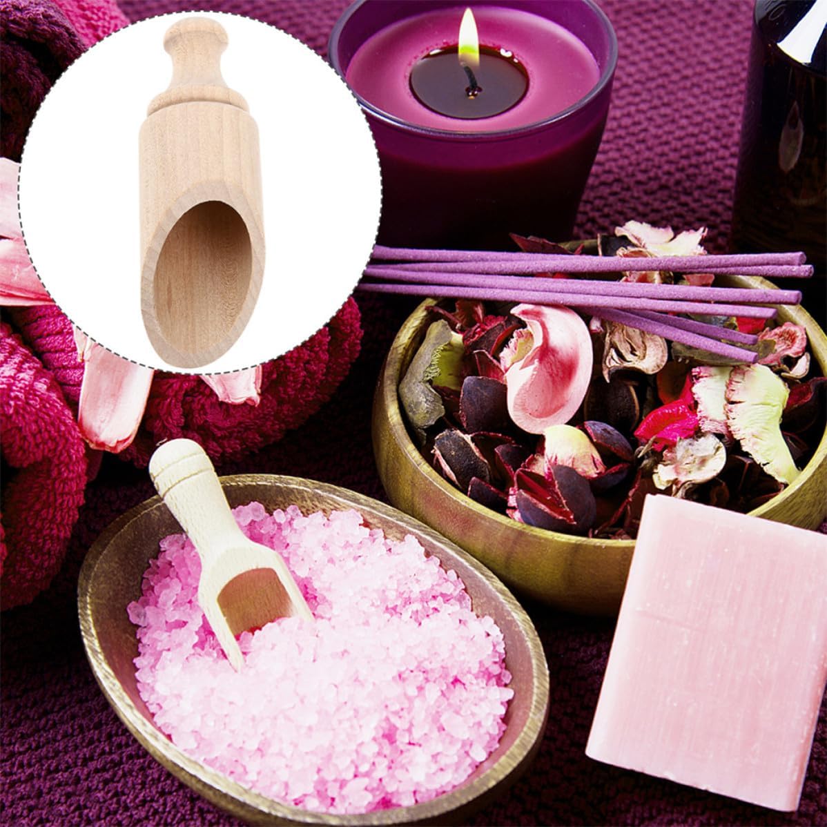 4pcs Wooden Salt Spoons, Small Teaspoons for Kitchen Condiment Use Xmas