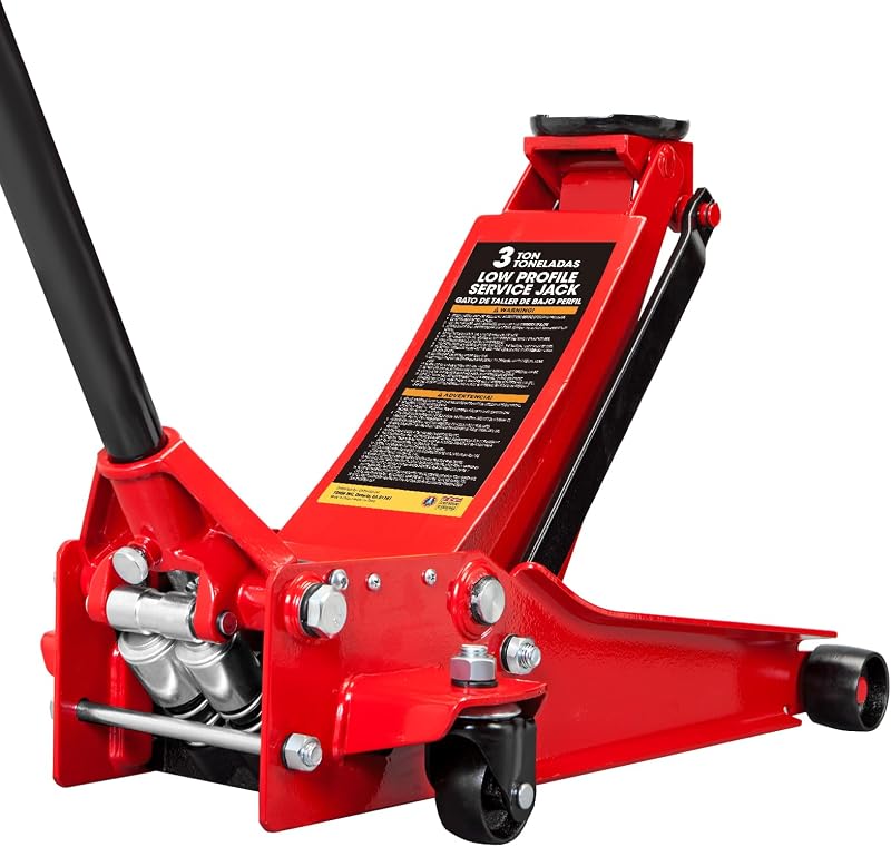 Gato hidráulico de piso de perfil bajo de 3 toneladas, bomba doble de acero resistente de 6600 libras, elevación de 3.125"-20" para automóviles/camionetas/SUV con protección contra sobrecarga y garantía de 1 año